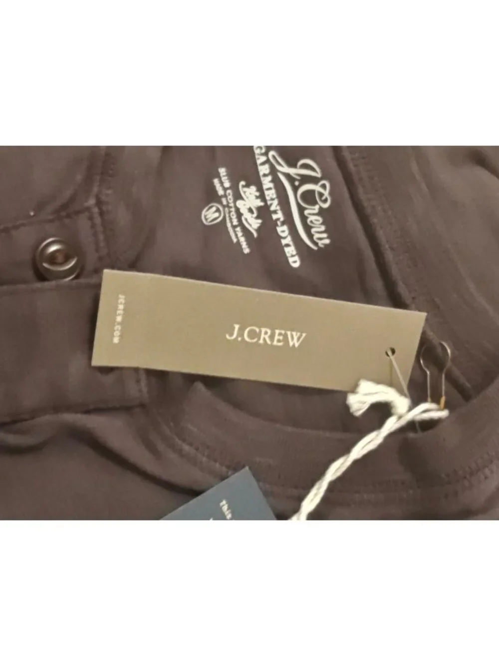 J. Crew Men's Garment Dyed Black Medium Short Sleeve Henley Shirt 100 Cotton New